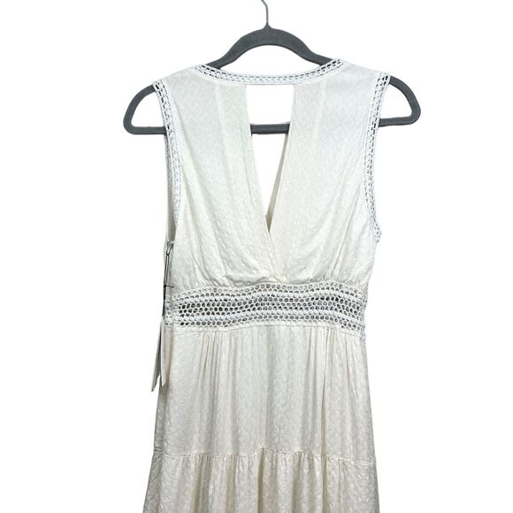 Sandro‎ Paris Womens Rush Crochet Dress Keyhole V Neck Eyelet Waist Cream Size 2 - Picture 7 of 7